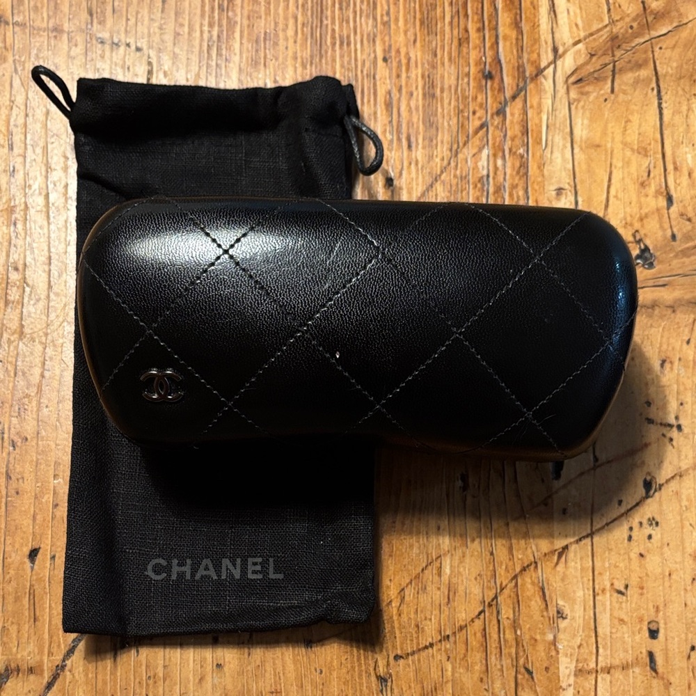 CHANEL Black Quilted Eyewear Case